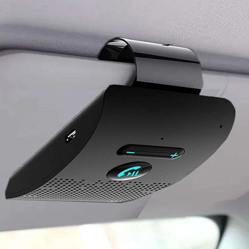 Bluetooth 5.0 Handsfree Car Kit Hifi Speaker 2W Wireless Audio Receiver MP3 Music Player Noise Cancelling Sun Visor Clip