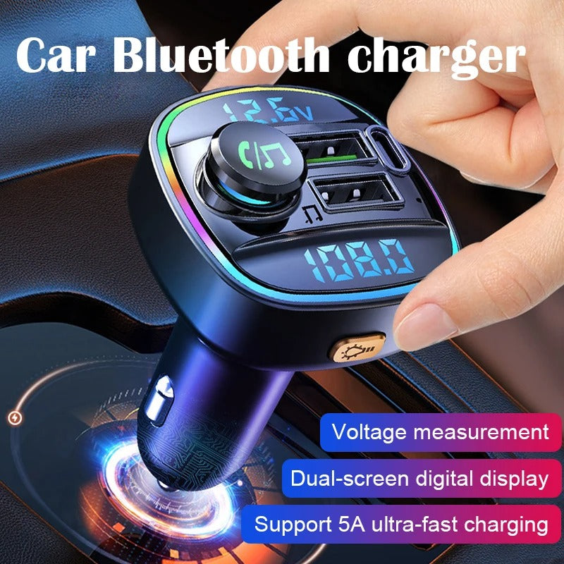 C22 Bluetooth Car MP3 Player with USB Fast Charger & FM Transmitter - Dual-Port 12V Car Charger Adapter