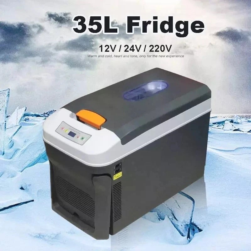 35L Mini Car Refrigerator Cold & Warm Dual-use Portable Outdoor Camping Fridges Food Drinks Cooler 12V 24V 110V 220V