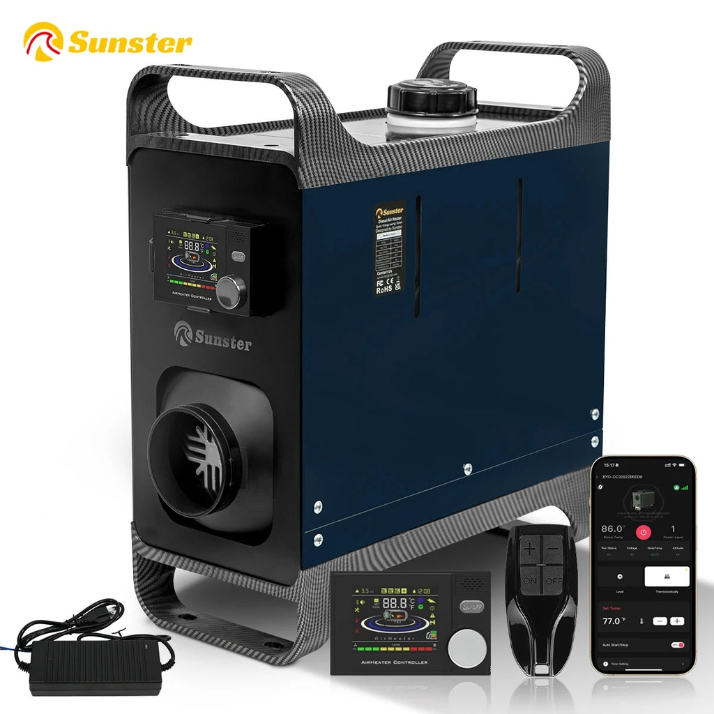 12V 24V 220V 8KW Diesel Air Heater with APP Remote Control &LCD Monitor Parking Night heater for Car RV Camper Tent Garage Home