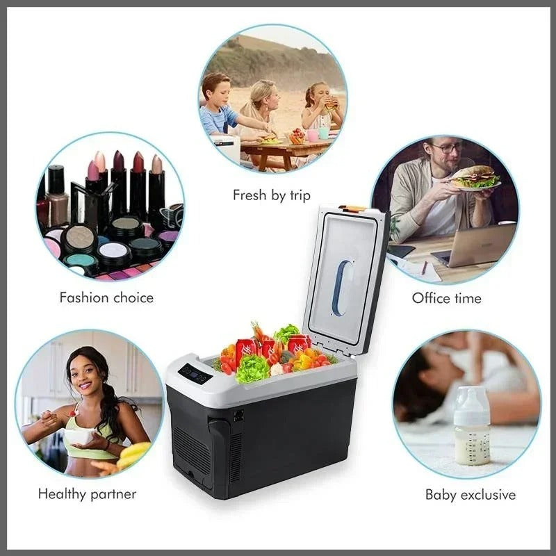 35L Mini Car Refrigerator Cold & Warm Dual-use Portable Outdoor Camping Fridges Food Drinks Cooler 12V 24V 110V 220V