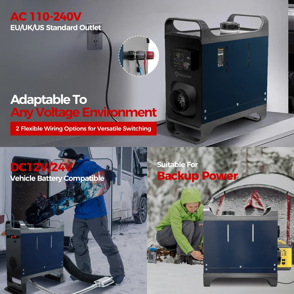 12V 24V 220V 8KW Diesel Air Heater with APP Remote Control &LCD Monitor Parking Night heater for Car RV Camper Tent Garage Home